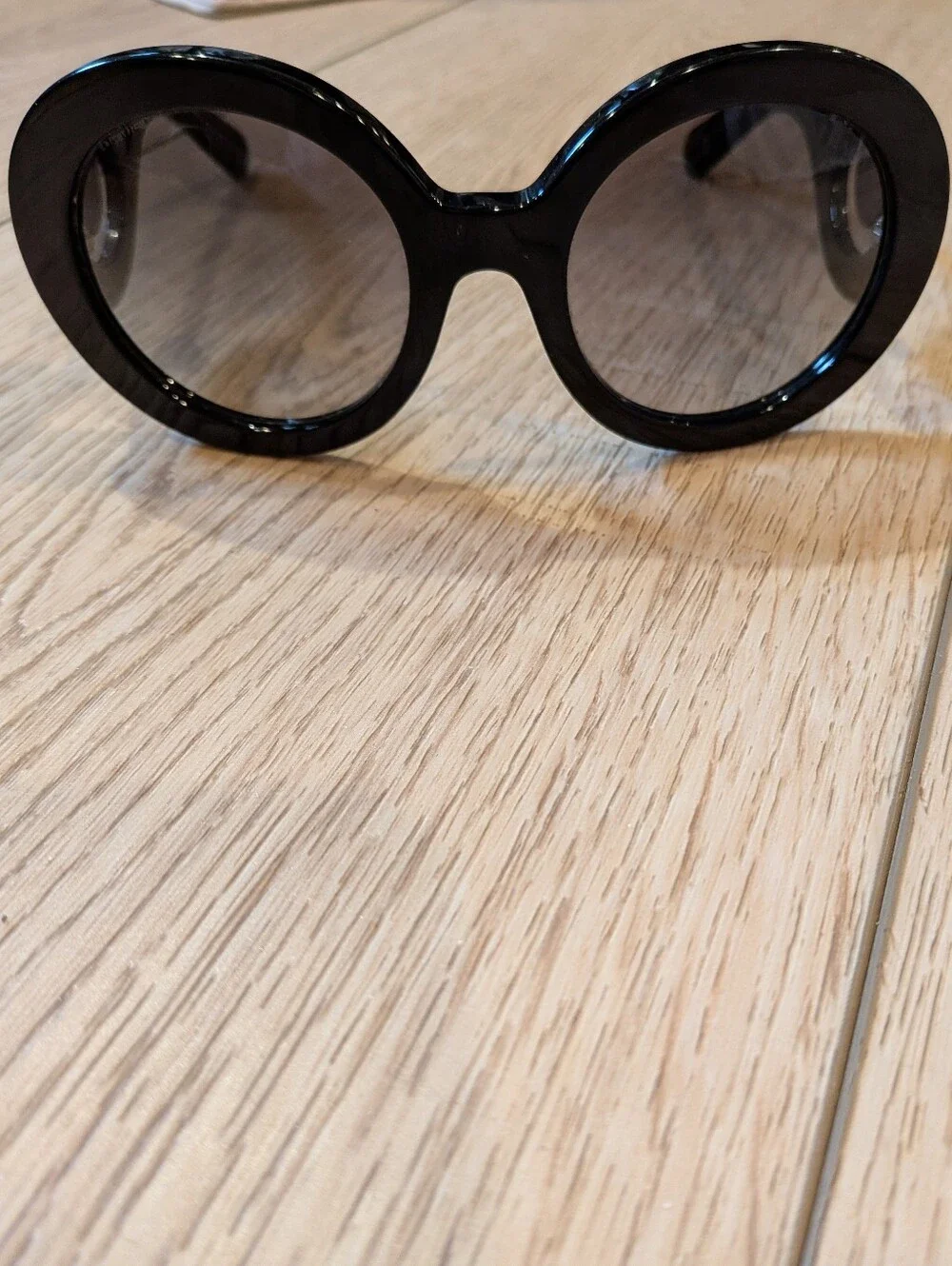 Prada Minimal Baroque Round Black Sunglasses SPR 27N Made in Italy